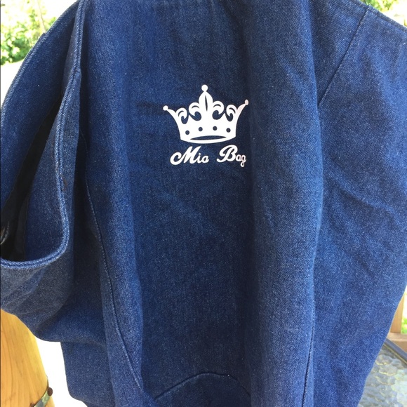 Mia bag denim tote with short black handles - Picture 2 of 5